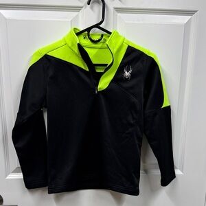 Spyder Kids Black and Bright Green 1/4 Zip Sweatshirt